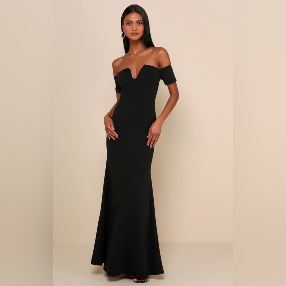Lulus Lynne Black Off-the-Shoulder Maxi Dress XL